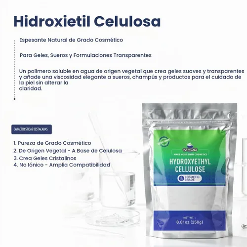 Vista 2 de Hidroxietil Celulosa (8.81 oz / 250g) Grado cosmético para formulación de bricolaje, geles
