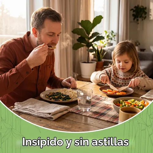 Vista 2 de Juego de cubiertos 100% de bambú - Juego de 100 cubiertos compostables