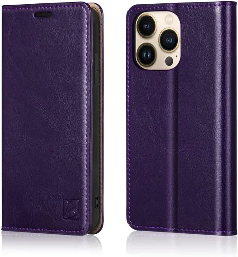Vista 13 de Belemay Funda tipo cartera compatible con iPhone 8 Plus, de piel de vaca auténtica, funda tipo folio (funda interior de TPU suave), ranuras