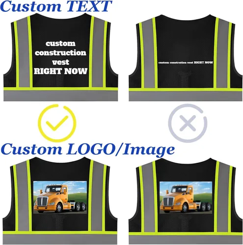 Vista 6 de Chaleco de seguridad reflectante de malla con logotipo personalizado con cremallera Chaleco de alta visibilidad para construcción al aire libre Ropa