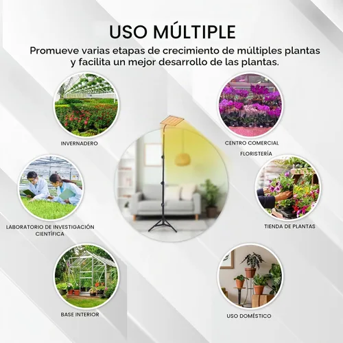 Vista 7 de Luz de cultivo de plantas para interiores, 264 luces LED de espectro completo con soporte de trípode ajustable con control remoto y función