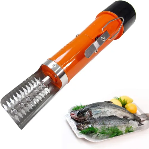 Vista 7 de Potente rascador eléctrico de pescado, limpiador de escamas de pescado inalámbrico, removedor automático de escamas de peces con un escalador manual