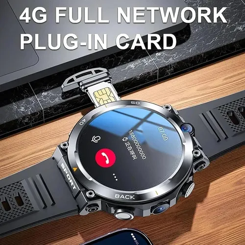 Vista 7 de Reloj inteligente con tarjeta SIM 4G, pantalla redonda de 1.39 pulgadas/cámara dual/con frecuencia cardíaca/cuerpo ultrafino/posicionamiento NFC