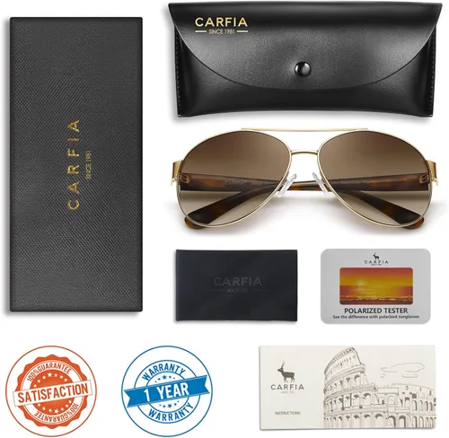 Vista 7 de CARFIA Classic Polarized Sunglasses for Men Women UV400 Protection Pilot Metal Frame Mirror Lens Eyewear
