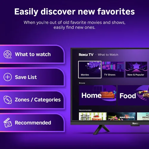 Vista 6 de Roku Smart TV 2026 - Serie Select de 24 pulgadas, TV HD 720p - Roku TV con control remoto por voz - Televisión LED de pantalla plana con Wi-Fi