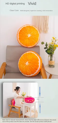 Vista 4 de Fruit Pillow Home - Cojín redondo con forma de cojín de felpa (13 pulgadas, marrón, estaca)