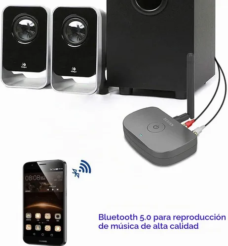 Vista 4 de Besign BE-RCA Receptor de música Bluetooth de largo alcance, adaptador de audio inalámbrico para altavoces con cable o sistema estéreo
