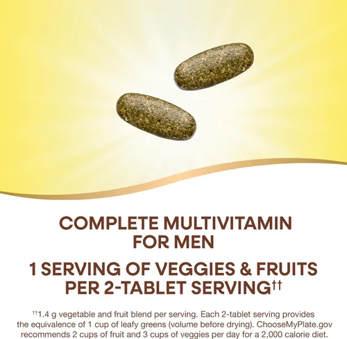Vista 3 de Nature's Way Alive! Garden Goodness Multivitamínico para hombre, una porción de verduras y frutas (1), vitaminas B de alta potencia, 60 tabletas