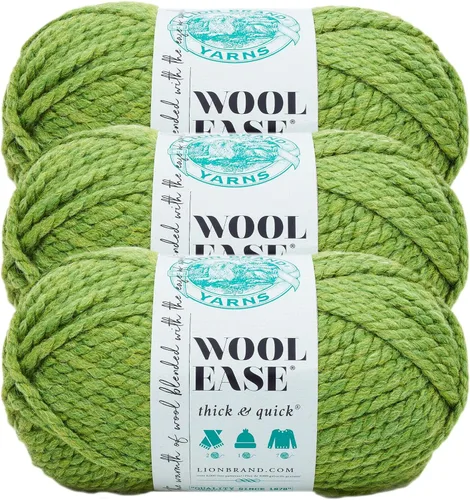 Vista 14 de Lion Brand Yarn - Ovillo de lana Wool-Ease Thick & Quick color fuerza aérea Super Bulky Wool Acrylic Blend Fiber for Soft Hats, Sweaters, Chunky