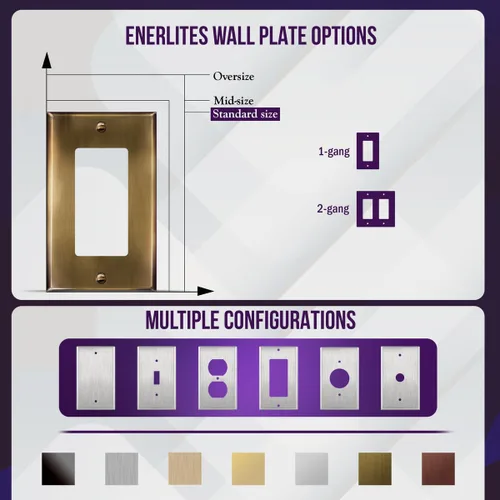 Vista 5 de ENERLITES Placa decorativa de pared metálica para interruptor o tomacorriente, acero inoxidable 201, tapa de tomacorriente, resistente a