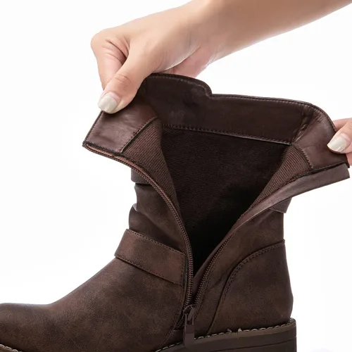 Vista 4 de GLOBALWIN Women's Fur Boots Fashion Combat Ankle Boots For Women