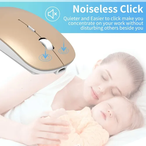 Vista 5 de ElizaHelen Wireless Bluetooth Mouse Dual Mode Slim Rechargeable Wireless Silent Mouse 24G Portable USB Optical Wireless Computer Mice with USB