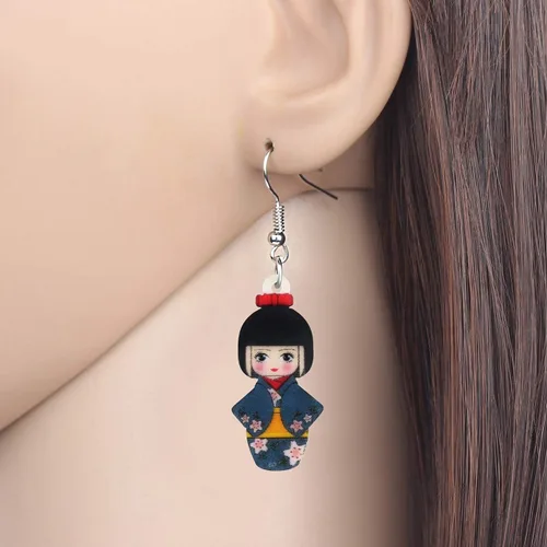 Vista 43 de DUOWEI Aretes de acrílico estilo japonés con diseño de anime para muñeca, colgantes, joyería para mujer