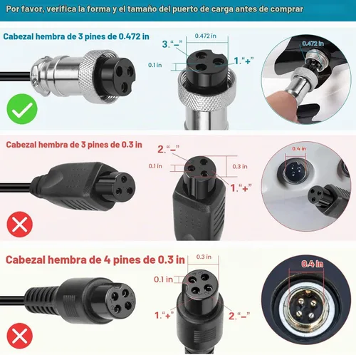 Vista 2 de TREE.NB Cargador de batería eléctrico de 24 V 2A para Mini Chopper Sunl City Express Razor CC2420 E100 E125 E150 E175 E200 E225S E300 E325S E500