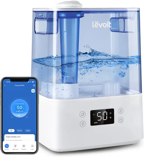 Vista 2 de LEVOIT Classic300S Humidificador ultrasónico inteligente de llenado superior, tanque extra grande de 6 litros para toda la familia y humidificador