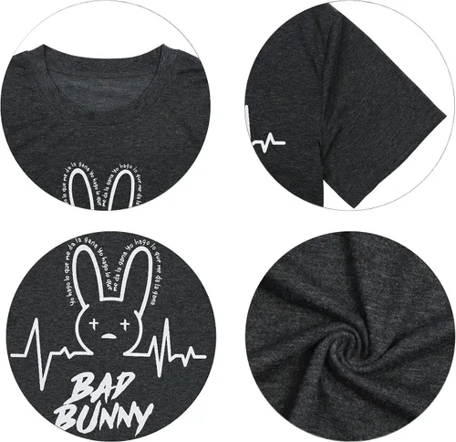 Vista 5 de SFHFY Camiseta de conejo para mujer, divertida camiseta con gráfico de conejo, camiseta de Pascua con diseño de hip hop, camiseta de Pascua