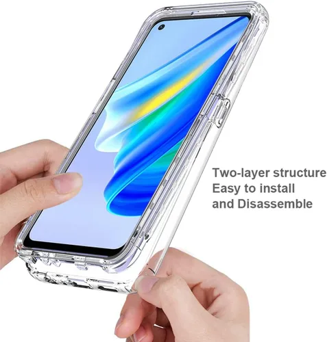 Vista 4 de CHP2365 Funda para teléfono para Oppo A95 4G, con protector de pantalla de vidrio templado, carcasa protectora de cuerpo completo transparente