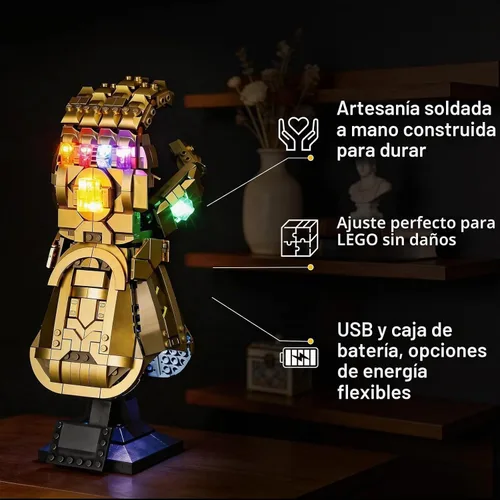 Vista 5 de Vaodest Luz LED para Lego 76191 Set Marvel Infinity Gauntlet, Diseño y Configuración Compatible con el Modelo 76191