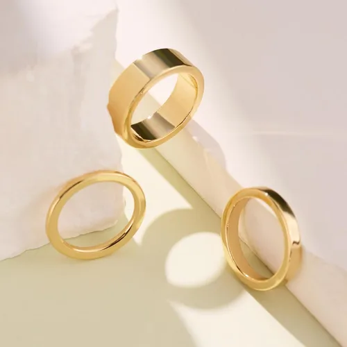 Vista 6 de Gokeey Anillos de oro para mujer, chapados en oro de 14 quilates, juego de anillos apilables delicados para niñas, joyas, regalos, joyas, regalos
