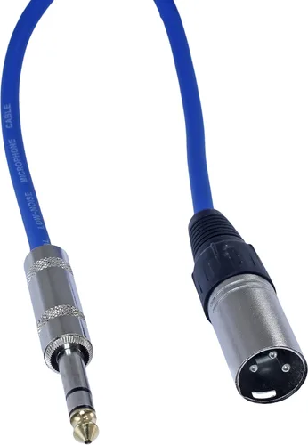Vista 3 de Cable Patch de Audio Pro XLR macho TRS de 1/4 pulgadas a 3 pines equilibrado y blindado (3 pies de largo, azul)