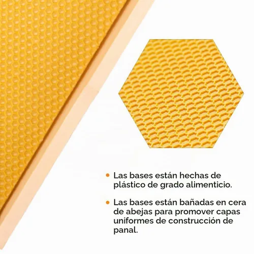 Vista 2 de Marcos de colmena de cría profunda con base de cera, paquete de 10 marcos de abeja de miel con hojas de base 100% recubiertas de cera de abeja