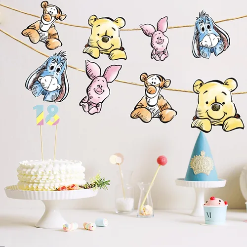 Vista 4 de Lindo cartel de oso para decoraciones de baby shower, pancarta de cumpleaños, decoración de fiesta, suministros de fiesta (8 unidades)