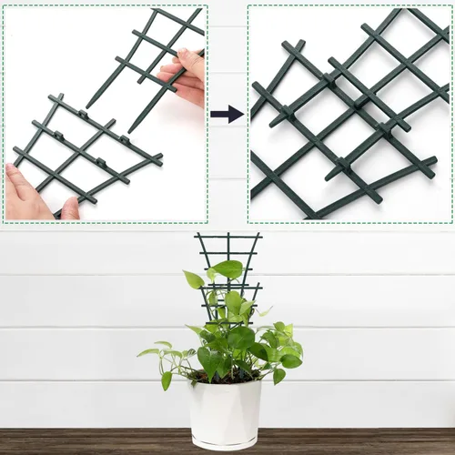 Vista 5 de Paquete de 12 mini enrejados apilables para plantas trepadoras para plantas en macetas de interior, soporte para macetas, guisantes, hoya, potos