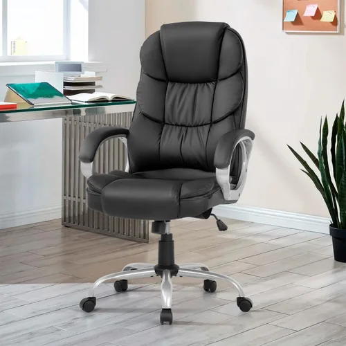 Vista 2 de Furniture of America Darcy - Silla de oficina ergonómica de respaldo alto, soporte lumbar, silla de escritorio ejecutiva de piel sintética, sillas