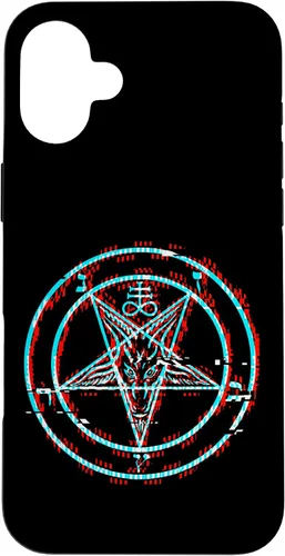 Vista 22 de Funda estética de terror para iPhone 14 Pro Max con pentagrama satánico Baphomet Vaporwave