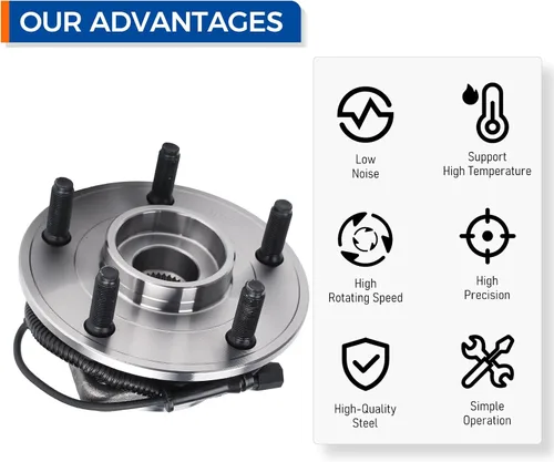 Vista 6 de Parod Par 513272 Juego de buje y rodamiento de rueda delantera Compatible con Jeep Wrangler 2007-2010 de 5 pernos con ABS