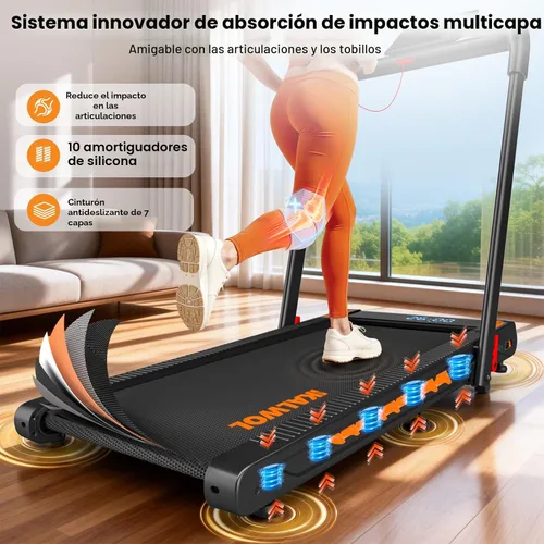 Vista 7 de Cinta de correr con altavoz, caminadora plegable 6 en 1 de 7.5 MPH para el hogar con aplicación compatible, almohadilla para caminar con 10%