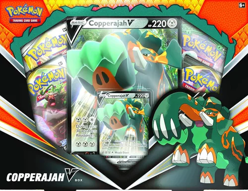 Vista 3 de Pokemon TCG - Copperajah V Box 1 Tarjetas aluminio 4 Booster Packs Tarjetas originales