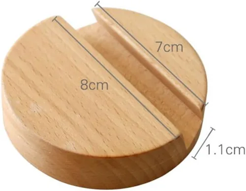 Vista 5 de Cabilock Soporte de madera para teléfono móvil, base redonda, soporte de escritorio para teléfono celular, compatible con teléfonos inteligentes