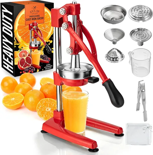 Vista 36 de Zulay Kitchen - Exprimidor de hierro fundido, exprimidor manual naranja, prensa de cítricos, color negro 01 - negro