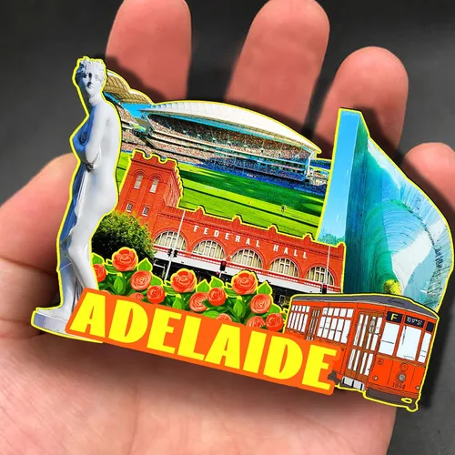 Vista 4 de Adelaide Australia - Imán de madera 3D para nevera, recuerdos coleccionables, decoración hecha a mano, artesanías, 4