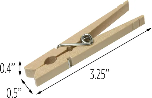 Vista 6 de Honey-Can-Do Pinzas/broches de madera para ropa con resorte., Madera, Marrón, 24-paquete