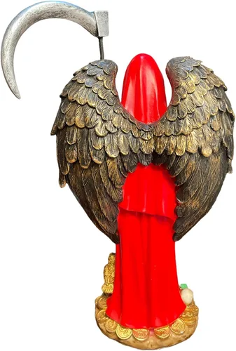 Vista 2 de Estatua de Santa Muerte de Jesús Malverde rojo de 12