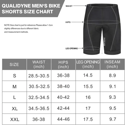 Vista 5 de Qualidyne - Shorts de ciclismo para hombre, con acolchado 3D, secado rápido y cómodos