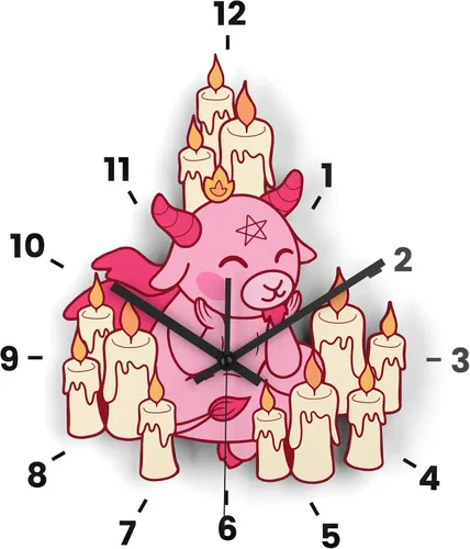 Vista 2 de Reloj de pared de madera para sala de estar, pegatinas de números de bricolaje, ecológico, cocina, pentáculo, café, corte láser, 666, lindo arte