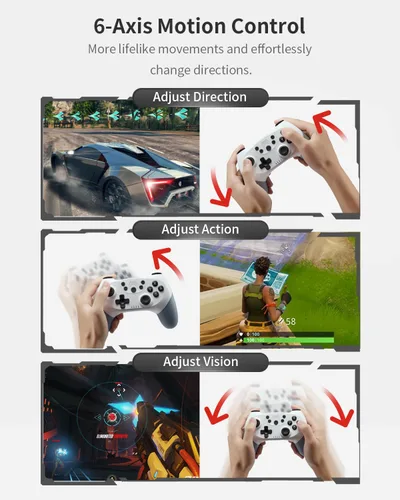 Vista 5 de Hall Effect Switch Controller, Wireless Switch Pro Controller for SwitchLiteOLED, Switch Remote Gamepad with Hall Effect Joystick, Adjustable
