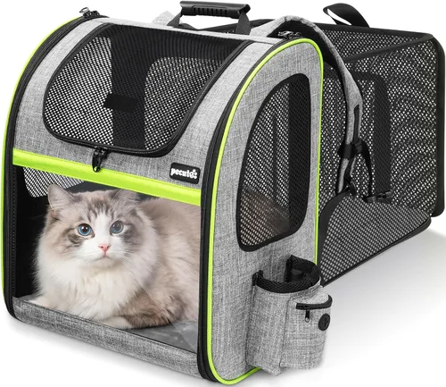 Vista 14 de Pecute - Mochila para mascotas, extensible con malla transpirable para perros pequeños, gatos, mochila para mascotas, para senderismo, viajes