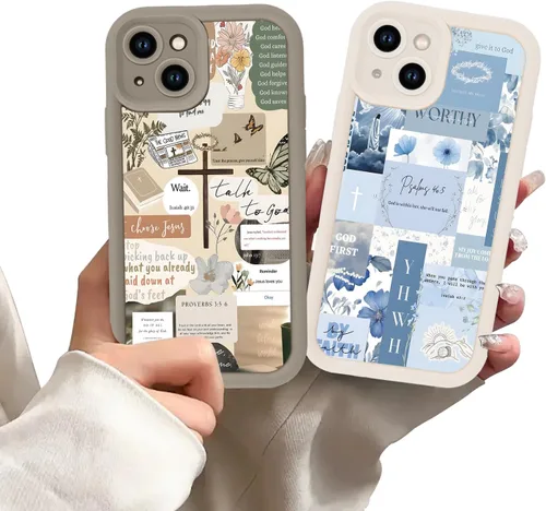Vista 55 de Paquete de 2 fundas protectoras para iPhone 8 Plus/7 Plus de 5.5 pulgadas con collage de versículos bíblicos de Jesús para mujeres y niñas, diseño