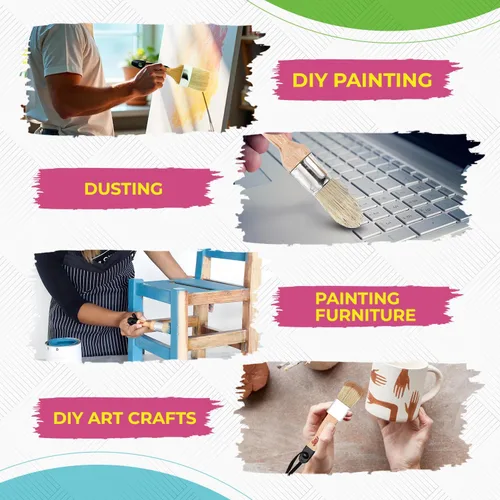 Vista 4 de Juego de 4 pinceles de cera de tiza, incluye 3 pequeños para pintura de muebles y 1 juego de pinceles de pintura de cerdas grandes compatibles