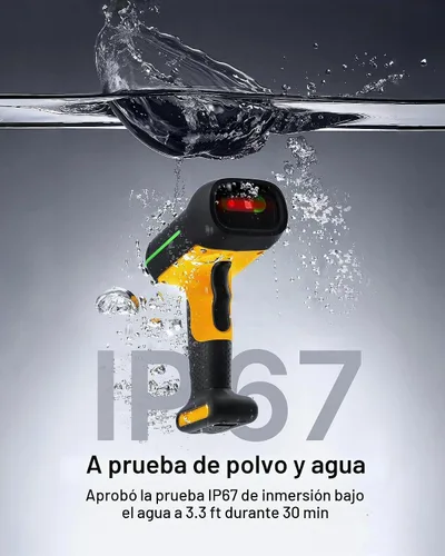 Vista 2 de Inateck Escáner de código de barras industrial Bluetooth, escáner de código QR 1D 2D inalámbrico con IP67 impermeable y a prueba de polvo, escáner
