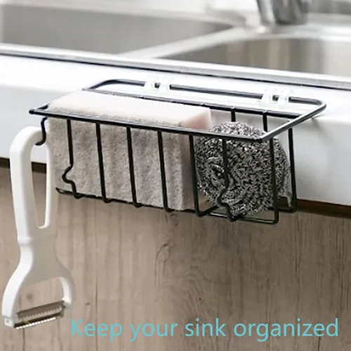 Vista 7 de Multifunctional 3-in-1 Self Adhesive Sponge Holder for Kitchen Sink Caddy and Organizer Rack Storage Shelves Accessories No Drilling Place for