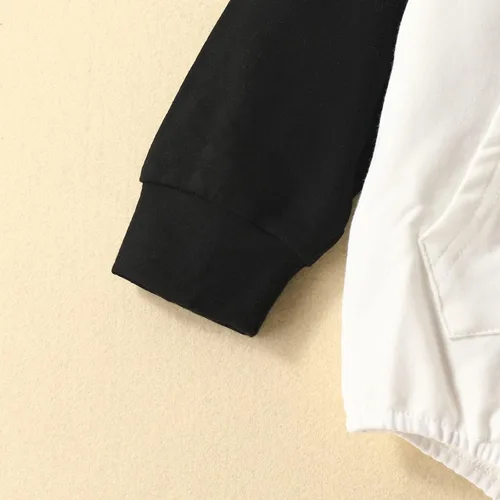 Vista 7 de Ropa de otoño para bebé recién nacido sudadera con capucha de gran tamaño mameluco con broches