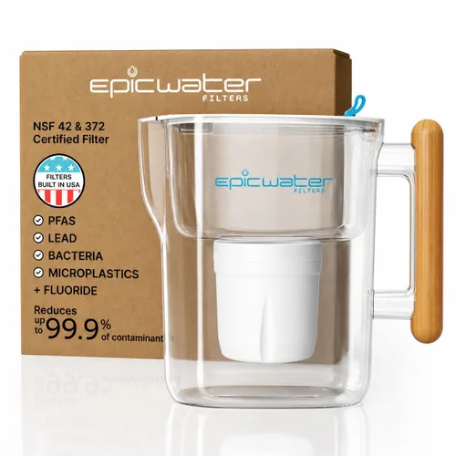 Vista 7 de Epic Water Filters Jarras de filtro puro para agua potable, filtro de 10 tazas y 150 galones, Tritan sin BPA, reduce el fluoruro, el cloro, el Azul