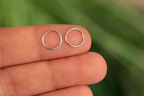Vista 135 de Aretes de aro de oro de plata – Aretes de aro para mujer, dos piezas de aros de plata fina rellenos de oro, aro de hélice, anillo de tragus, aro