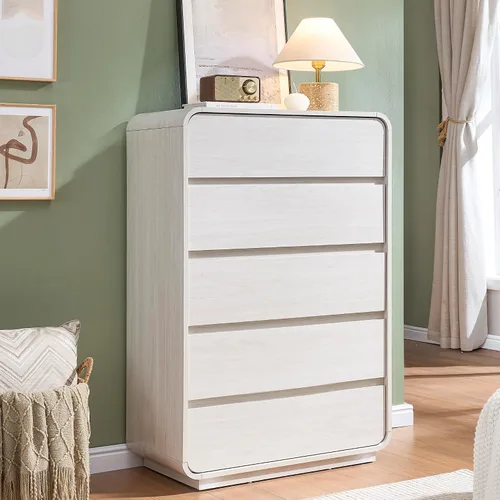 Vista 18 de Standifurno Cómoda de 29.5'' de Ancho para Clóset, Cajones Negros con Diseño Curvo, Cajonera con 5 Cajones, Cajón Vertical con Amplio