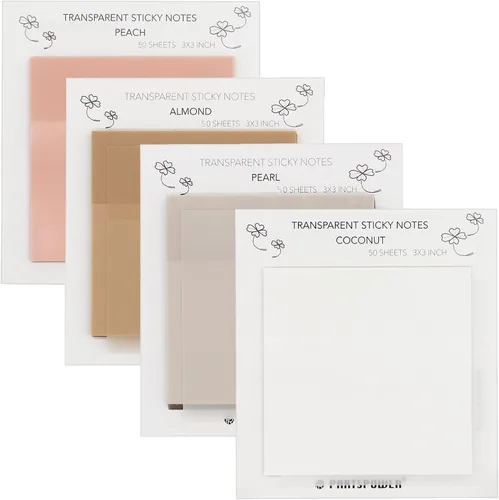 Vista 10 de Notas adhesivas transparentes pastel, 4 paquetes de notas adhesivas transparentes de 3 x 3 pulgadas para anotar, suministros de diario bíblico